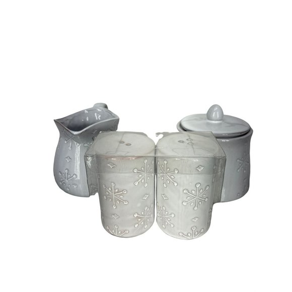 Robert‎ Stanley White Creamer Pitcher Sugar Canister Salt Pepper Shaker Set - Picture 1 of 9